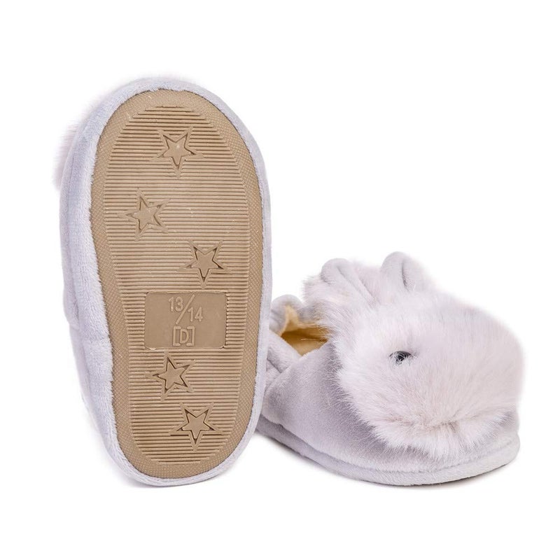 Enteer Baby Girls' Rabbit Slipper Rubber Sole Grey US 7-8 - Image 5